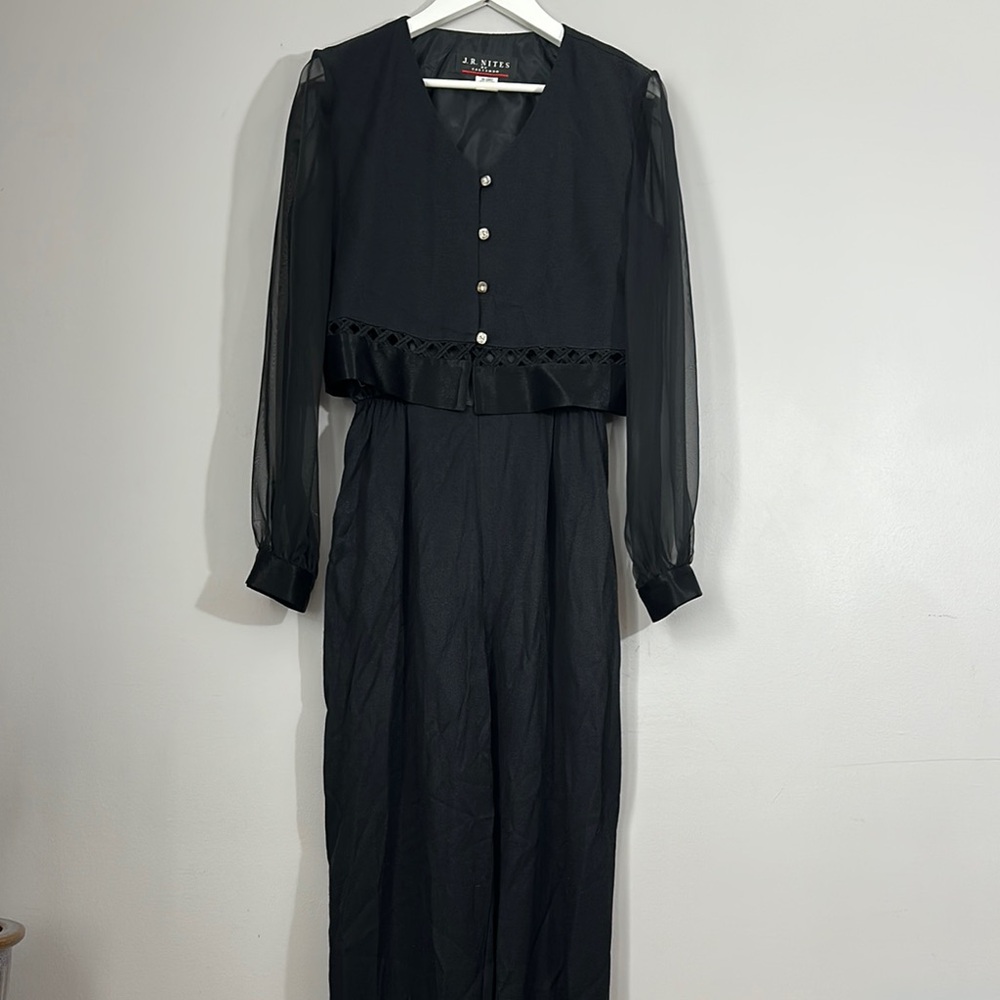 80s 90s Jumpsuit, Black, Pantsuit Dance Party, J.R Nites, vintage Size 6